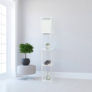 Creekwood Home Classix 62.5" 3-Tier Storage Floor Lamp with Charging Ports and Outlet - 1 of 4