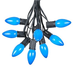 Novelty Lights 25 Feet C9 Ceramic Christmas String Light Set, Ceramic Vintage Holiday Hanging Light Set, Black Wire - 1 of 4