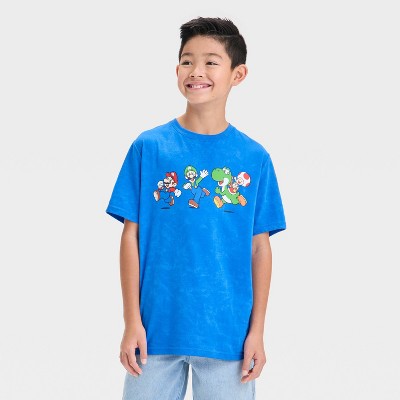 Boys' Super Mario Front and Back Short Sleeve Graphic T-Shirt - Blue