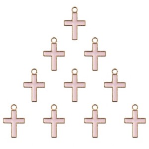 John Bead 10pcs Sweet & Petite Pink Cross, Small Simple Charms - 1 of 4