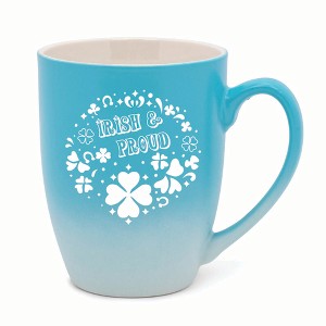 Elanze Designs Irish & Proud Two Toned Ombre Matte 10 ounce New Bone China Coffee Tea Cup Mug, Teal and White - 1 of 4