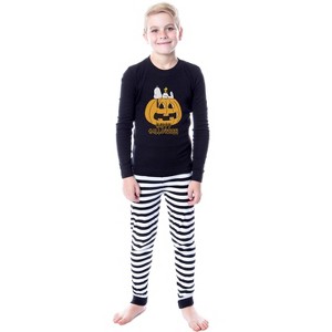 Peanuts Boys' Happy Halloween Snoopy Sleep Pajama Set For Kids Black - 1 of 4