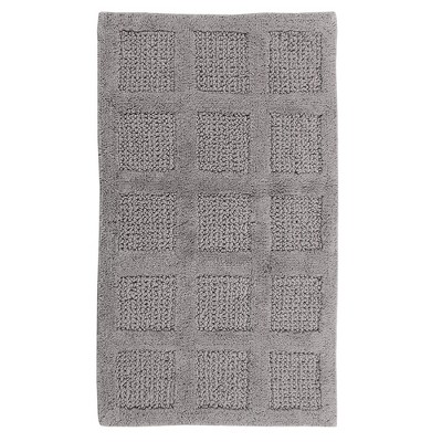 Knightsbridge Collection Square Honeycomb Reversible Bath Rug Ivory