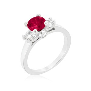 Slickblue Charming Mini Pink Ice / Pink Tourmaline Triplet Ring - Rhodium-Plated 3-Stone Bridal Jewelry - 1 of 3