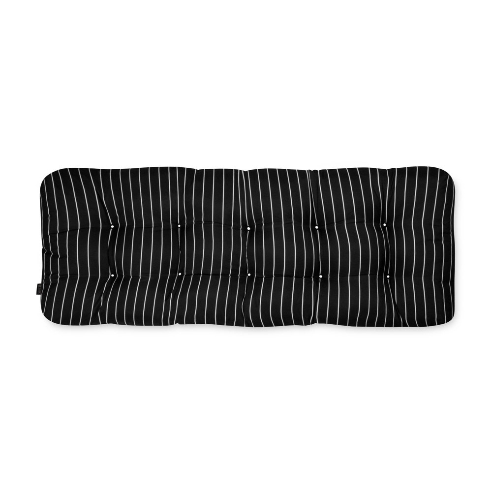18"x42" Outdoor Bench Cushion Black Ink Stripe - Classic Accessories: Water-Resistant, Tufted, Patio Lawn