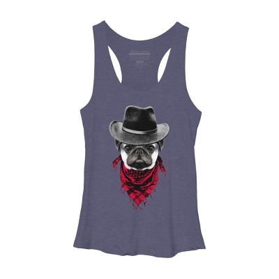 Women's Design By Humans Cowboy Pug By clingcling Racerback Tank Top