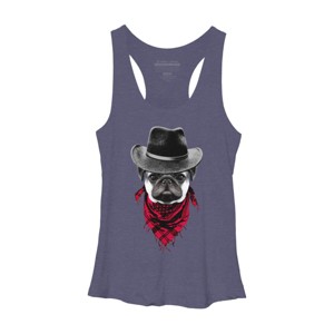Women's Design By Humans Cowboy Pug By clingcling Racerback Tank Top - 1 of 3