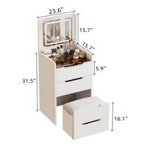 FONTOI 3 in 1 Vanity Table with Plip Top Mirror, Dressing Table with Visible Desktop for Bedroom, Walnut, 15.7"*47.2"*23.6" - 1 of 4