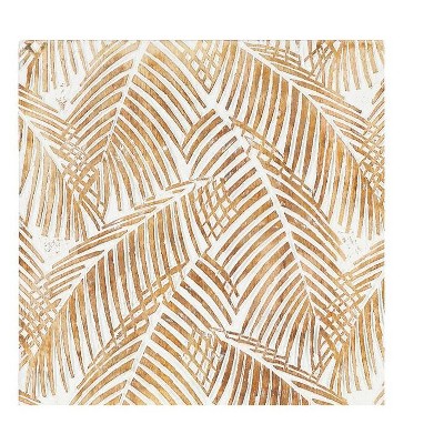 Elhovo 24" White and Gold Palm Leaf Wall Art Set