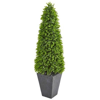 57" Eucalyptus Topiary Artificial Tree in Slate Planter - Nearly Natural