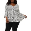Agnes Orinda Women's Plus Size Babydoll Peplum High Low Hem V Neck 3/4 Sleeve Trendy Tops - 2 of 4