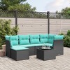vidaXL Patio Sofa Set with Cushions Poly Rattan - 6 or 7 Piece, Black, Brown, or Gray, With or Without Storage - 2 of 4