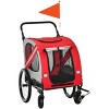 2 in 1 Pet Bike Trailer and Stroller for Small Dogs with Safety Flag and Sunroof,Weather Resistant Bicycle Carrier Wagon - LAOTIES - 4 of 4
