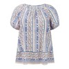 Women's Plus Size Boho Floral Print Puff Sleeve Round Neck Summer Casual Vacation Blouses - GRACE & GRANDEUR - 4 of 4