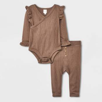 Grayson Collective Baby Girls' 2pc Solid Top & Bottom Set - Brown