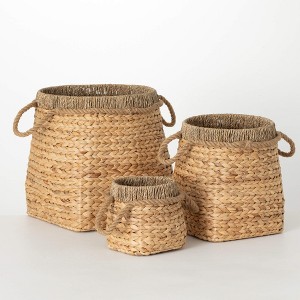 Sullivans 16.5", 13.5" & 8.5" Basket With Rope Handles Set of 3, Brown - 1 of 4