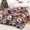 Christmas Quilt Set Queen Size, Reversible Printed 3 Pieces Quilts Coverlet Bed Set Holiday Decorative Bedding, Soft Microfiber Fabric - 2 of 4