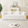 84.6'' Lychee-Textured Polyester Modern Boneless Three-Seater Sofa with Two Circular Throw Pillows - 2 of 4