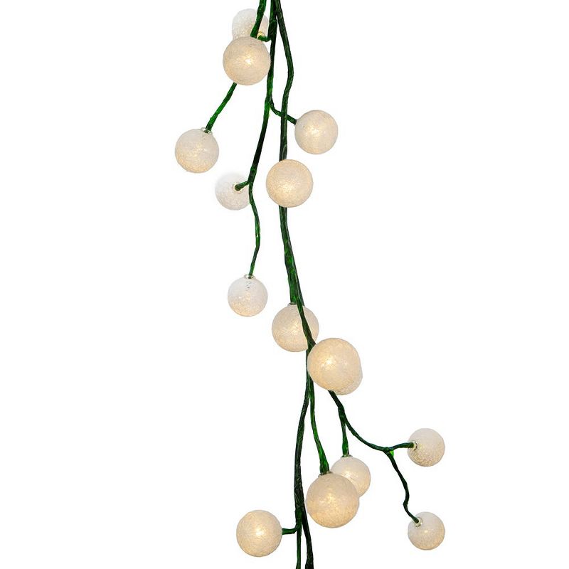 Kurt Adler 6-Foot Green Garland with 48 Warm White LED Lights and White Ball, 2 of 6