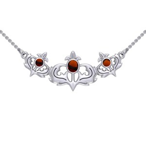 Slickblue Triple Thistle Necklace with Amethyst Gems – Sterling Silver Scottish-Inspired Jewelry with 18" Chain - 1 of 3
