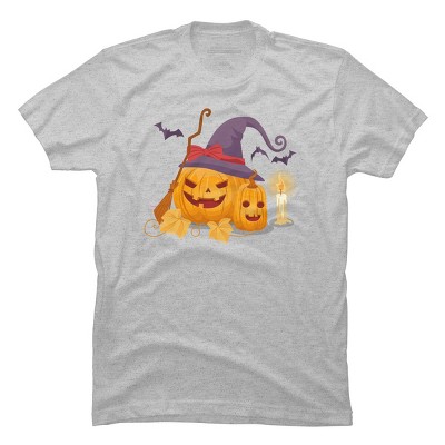 Men's Design By Humans Halloween Witch Pumpkins With Bats By VectorVillain T-Shirt