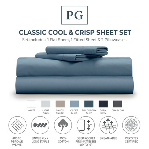 Classic Cool & Crisp 100% Cotton Percale 4-piece Sheet Set : Target