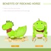 Baby Rocking horse Kids Interactive 2-in-1 Plush Ride-On Toys Stroller Rocking Dinosaur with Wheels and Nursery Song-3irtyhousy - 2 of 4