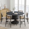 Dovelina Black Round Dining Table Artificial Wood Dining Room Table Personalized Dining Table with Designer Table Base - 2 of 4