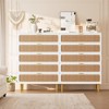 5-Drawer Rattan Dresser - Wide Top Wooden Chest with Deep Storage for Bedroom/Kids Room/Living Room (Natural Weave) - 3 of 4
