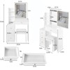 FONTOI Bedside Cabinet Vanity Table&Cushioned Stool, Dresser with Mirror&Tri-color Switching for Bedroom, White, 12.6"*50.4"*29.2" - 3 of 4