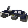 Bigget Rattan Outdoor Steel 6 Piece Patio Wicker Sectional Conversation Set with storage table - 3 of 4