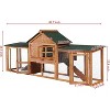 80in Wooden Rabbit Hutch, Outdoor Chicken Coop, Bunny Hutch Guinea Pig Pet House Bunny Cage with Double Side Runs, Weatherproof Roof, Removable Tray - 3 of 4
