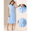 INSPIRE CHIC Women's Sleeveless Collared Button Down Belted Waist Midi Work Dress - 2 of 4