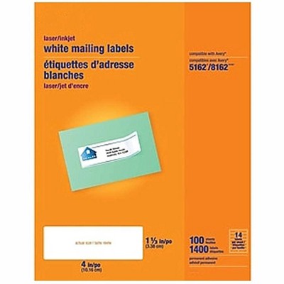 MyOfficeInnovations Laser/Inkjet Address Labels 1 1/3" x 4" White 14 Labels/Sheet 479878