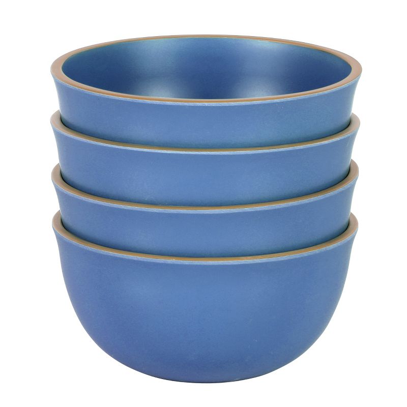 Gibson Home Rockabye 4 Piece 6.1 Inch Melamine Cereal Bowl Set in Blue, 1 of 5