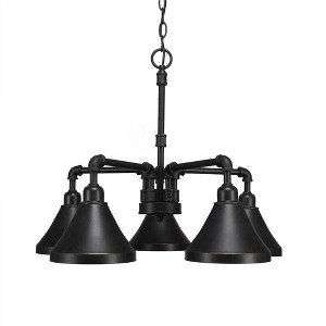 Toltec Lighting Vintage 5 - Light Chandelier in  Dark Granite with 7" Dark Granite Cone Metal Shade Shade - 1 of 1