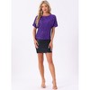 INSPIRE CHIC Women's Regular Fit Round Neck Short Sleeve Party Clubwear Blouses - 4 of 4