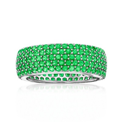 Ross-Simons 2.90 ct. t.w. Simulated Emerald Multi-Row Eternity Band in Sterling Silver