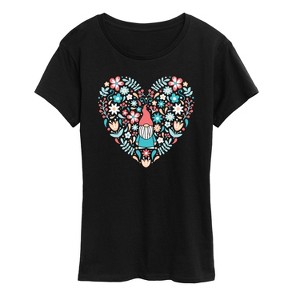 Women's - Instant Message - Scandinavian Heart Gnome Short Sleeve Graphic T-Shirt - 1 of 4