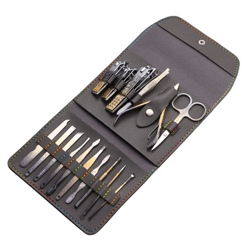 25 Piece Nail Manicure Set, Nail Clippers Set Professional Stainless Steel  Nail Cutter Pedicure Kit Nail File Sharp with Black Leather, Travel Nail