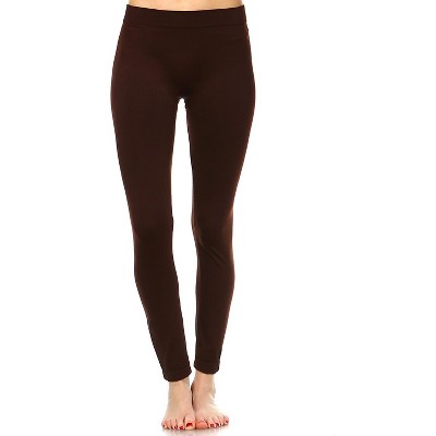 Women's Slim Fit Solid Leggings Brown One Size Fits Most - White