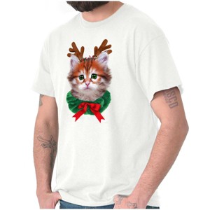 Christmas Reindeer Kitten Adorable Graphic T Shirt Men or Women Brisco Brands - 1 of 4