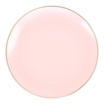 Smarty Had A Party 10.25" Pink with Gold Organic Round Disposable Plastic Dinner Plates (120 Plates)