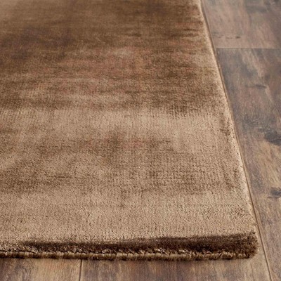Luxurious Hand-Knotted Brown Wool & Viscose 4' x 6' Area Rug