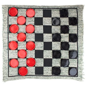 Slickblue 3-in-1 Giant Checkers & Tic Tac Toe Game Set – Reversible Rug Mat for Indoor or Outdoor Play - 1 of 3