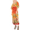 LA LEELA Women's House Daily Routine Evening Wear Holiday Casual Loungewear Oversize Slit Dress Caftan Maxi Top Night Shirts 2X-3X Orange, Floral - 4 of 4