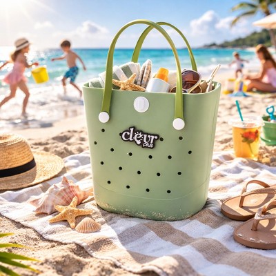 ClevrPlus Convertible Beach Tote Backpack Waterproof Sandproof EVA Rubber Pool Bag Green — фото 3