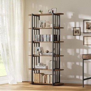 6 Tiers Book Shelf, Home Office Bookshelf Storage Organizer, Vintage Industrial Style Bookcase, Free Standing Storage Shelving Unit - 1 of 4