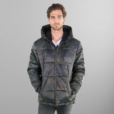 Members Only Mens Twill Block Puffer Jacket
