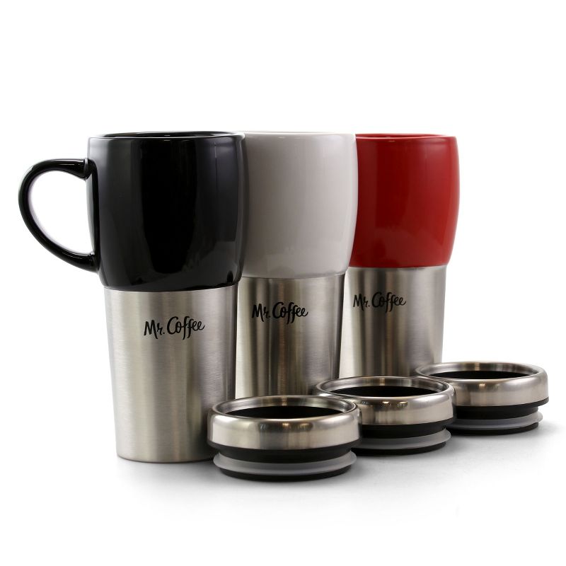 Mr. Coffee Traverse 3 Piece 16 Ounce Stainless Steel and Ceramic Travel Mug in Assorted Colors, 2 of 9